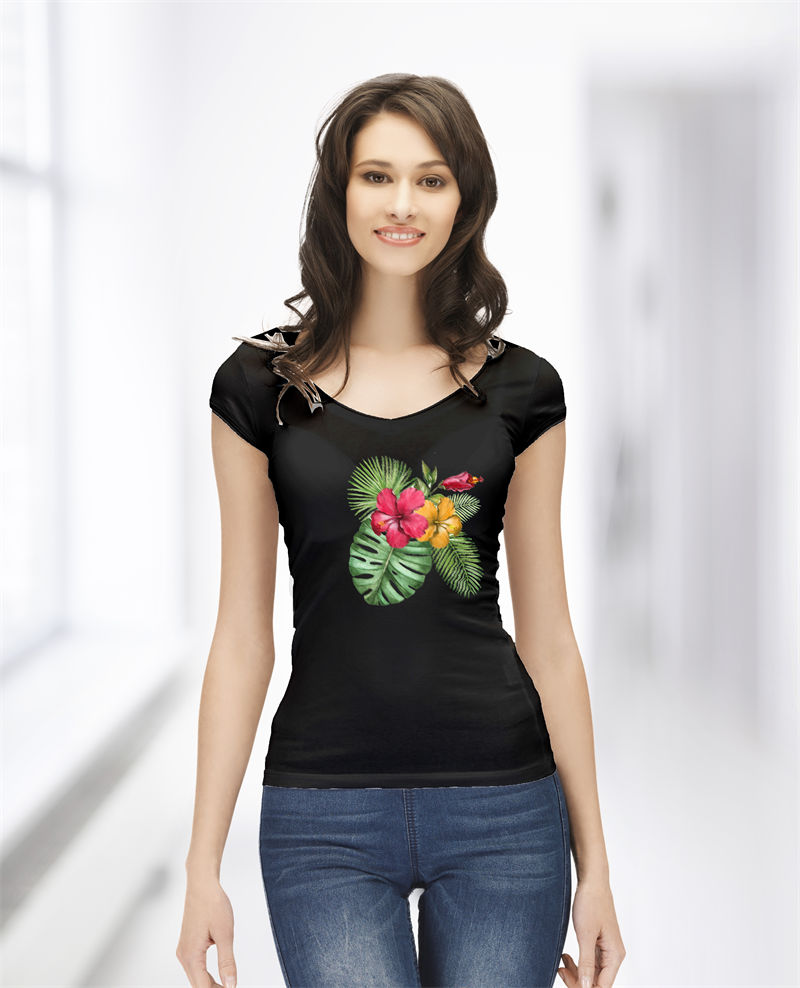 Camiseta flores rojos de la selva tropical mujer - Imagen 2