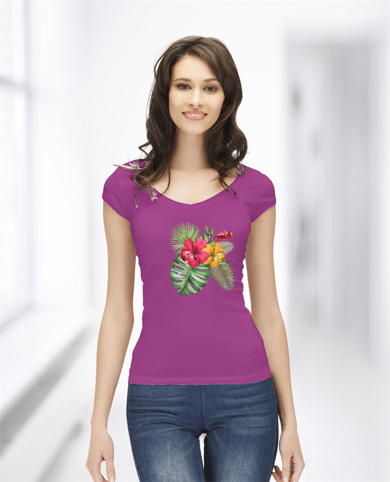 Camiseta flores rojos de la selva tropical mujer - Imagen 5