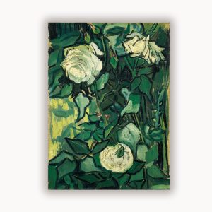 Van Gogh Rosas rosas y hojas verdes