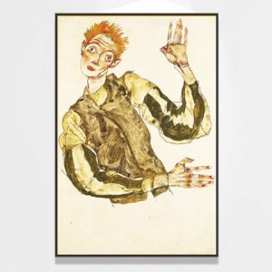 Autorretrato con brazaletes de rayas Egon Schiele