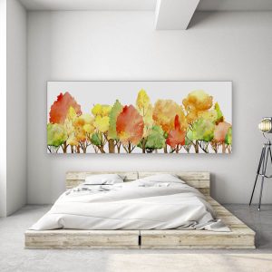 Acuarela – bosque de otoño. Colores del otoño. Cabeza de árbol colorido aislado en el fondo blanco