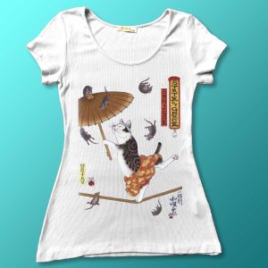 Camiseta 004 ajustada manga corta cuello de redondo alta elasticidad Samurai con Paragua