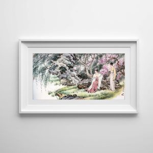 pintura tradicional china – figuras – jardín de finales de primavera