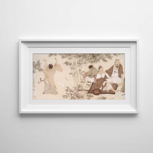 pintura tradicional china – los antiguos chinos descansan bajo el bosque de bambú en verano