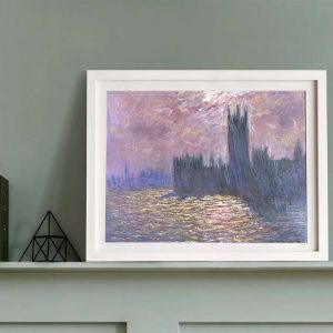 Casas del parlamento de Londres y luces en el río Támesis