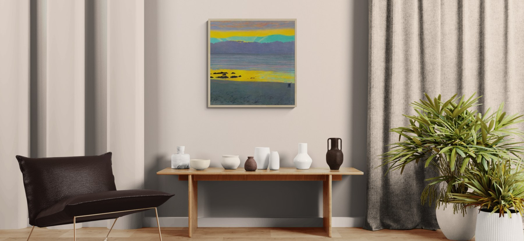 Sunset Grey Blue High Sea room mockup 3